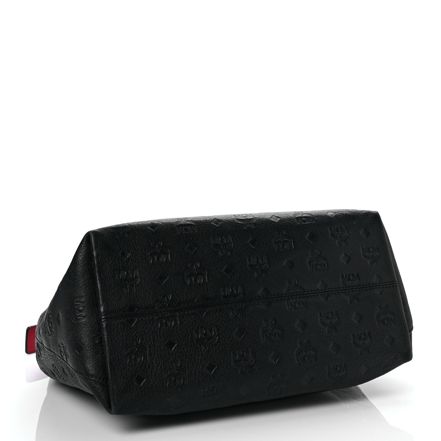 MCM Calfskin Ottomar Monogram Large Klara Hobo Black Red 4 of 7