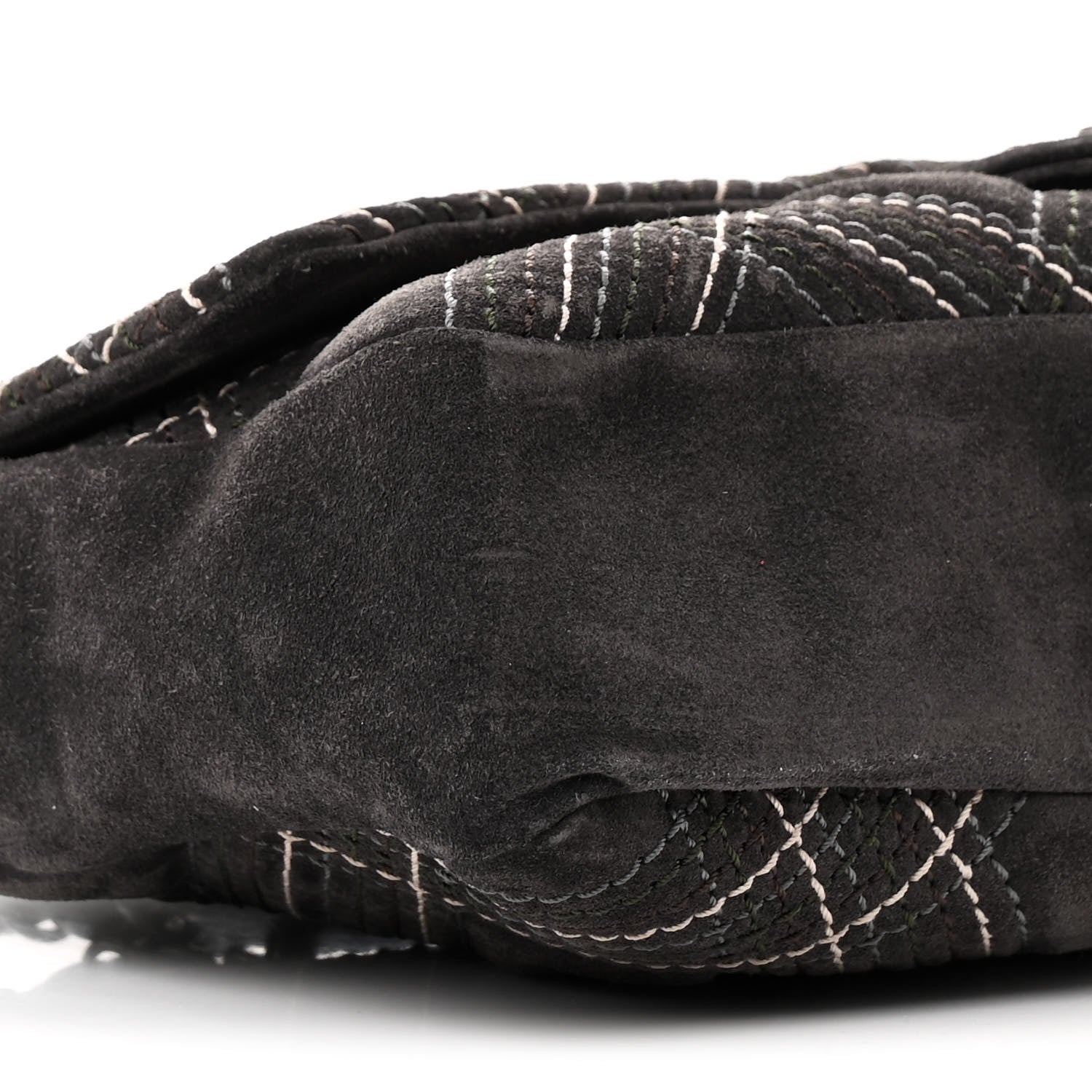 Chanel Suede Stitched Jumbo Saltire Single Flap Grey 9 of 11