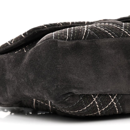 Chanel Suede Stitched Jumbo Saltire Single Flap Grey 9 of 11