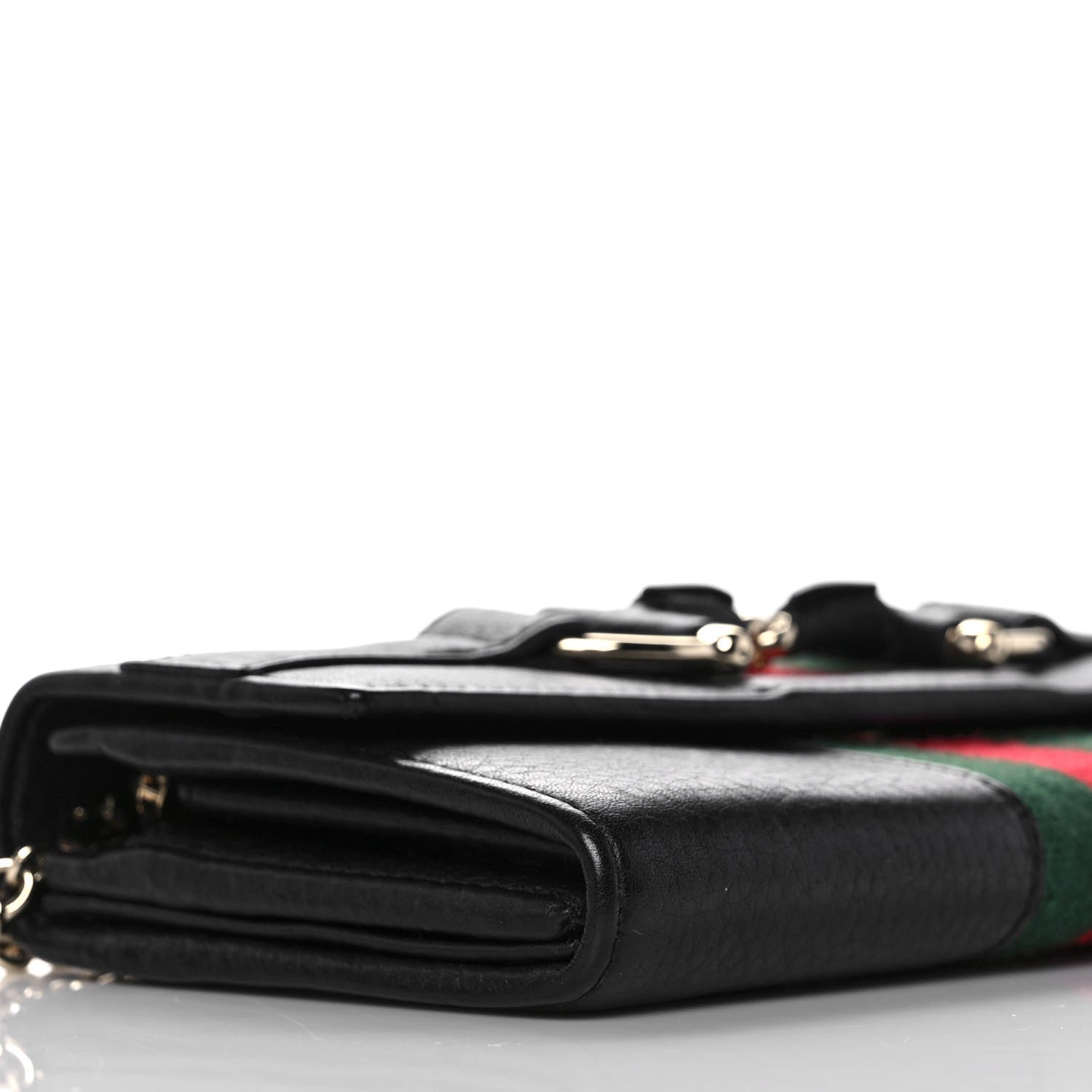 Gucci Calfskin Web Horsebit Chain Clutch Wallet Black 8 of 11