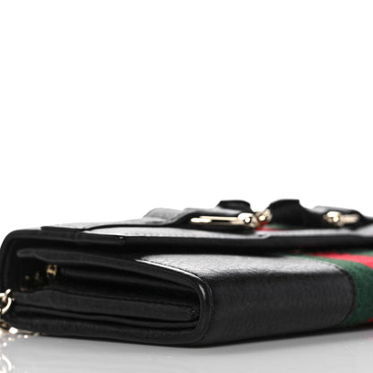 Gucci Calfskin Web Horsebit Chain Clutch Wallet Black 8 of 11