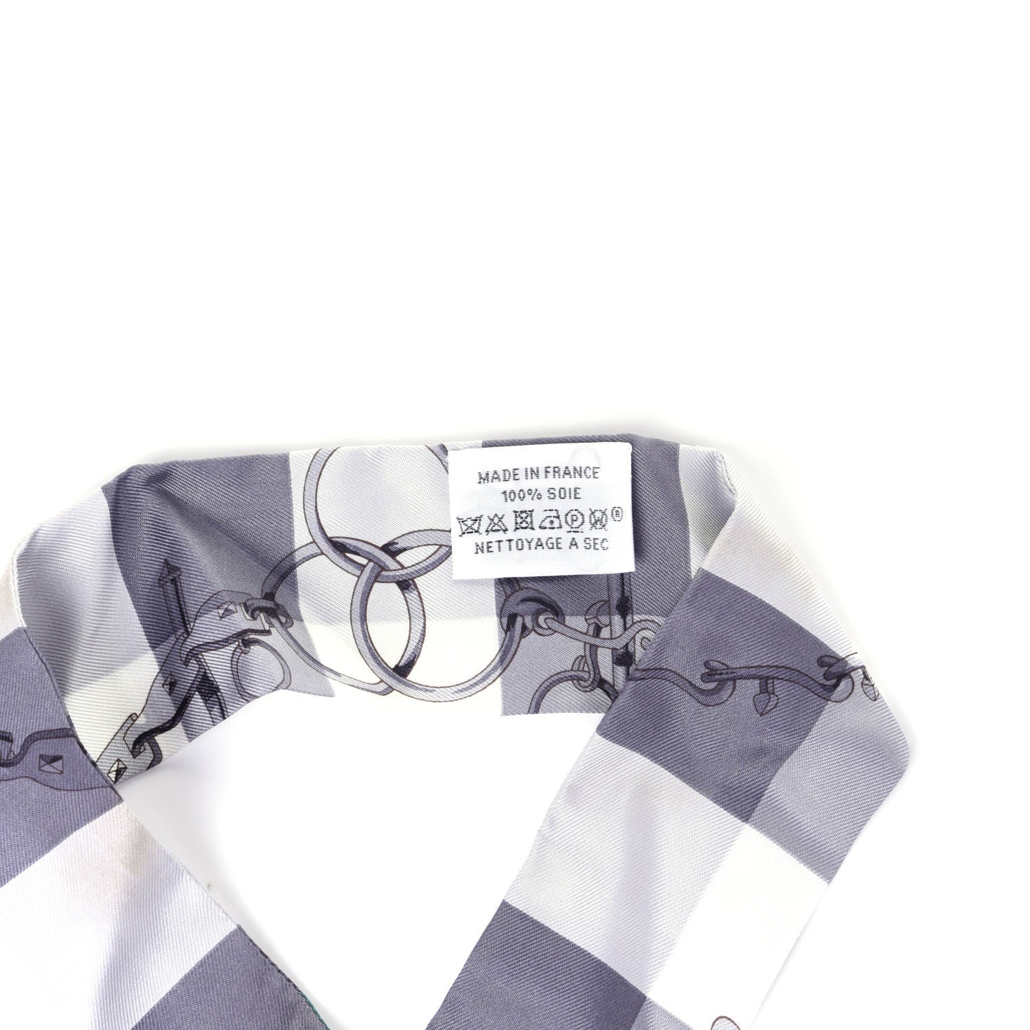 Hermes Silk Mors Et Gourmettes Vichy Twilly Anthracite Menthol White 3 of 4