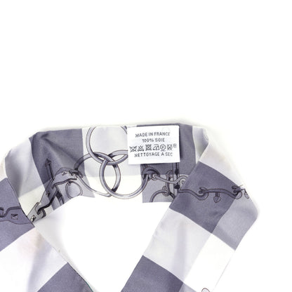 Hermes Silk Mors Et Gourmettes Vichy Twilly Anthracite Menthol White 3 of 4