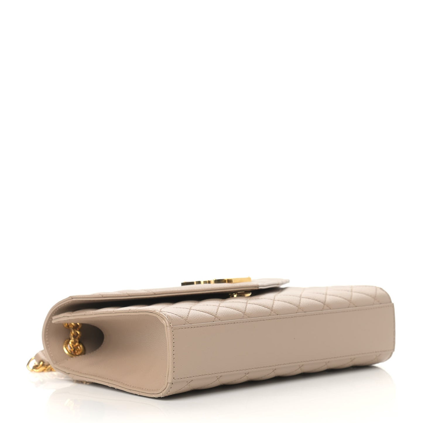 Grain De Poudre Textured Mixed Matelasse Medium Triquilt Monogram Satchel Dark Beige