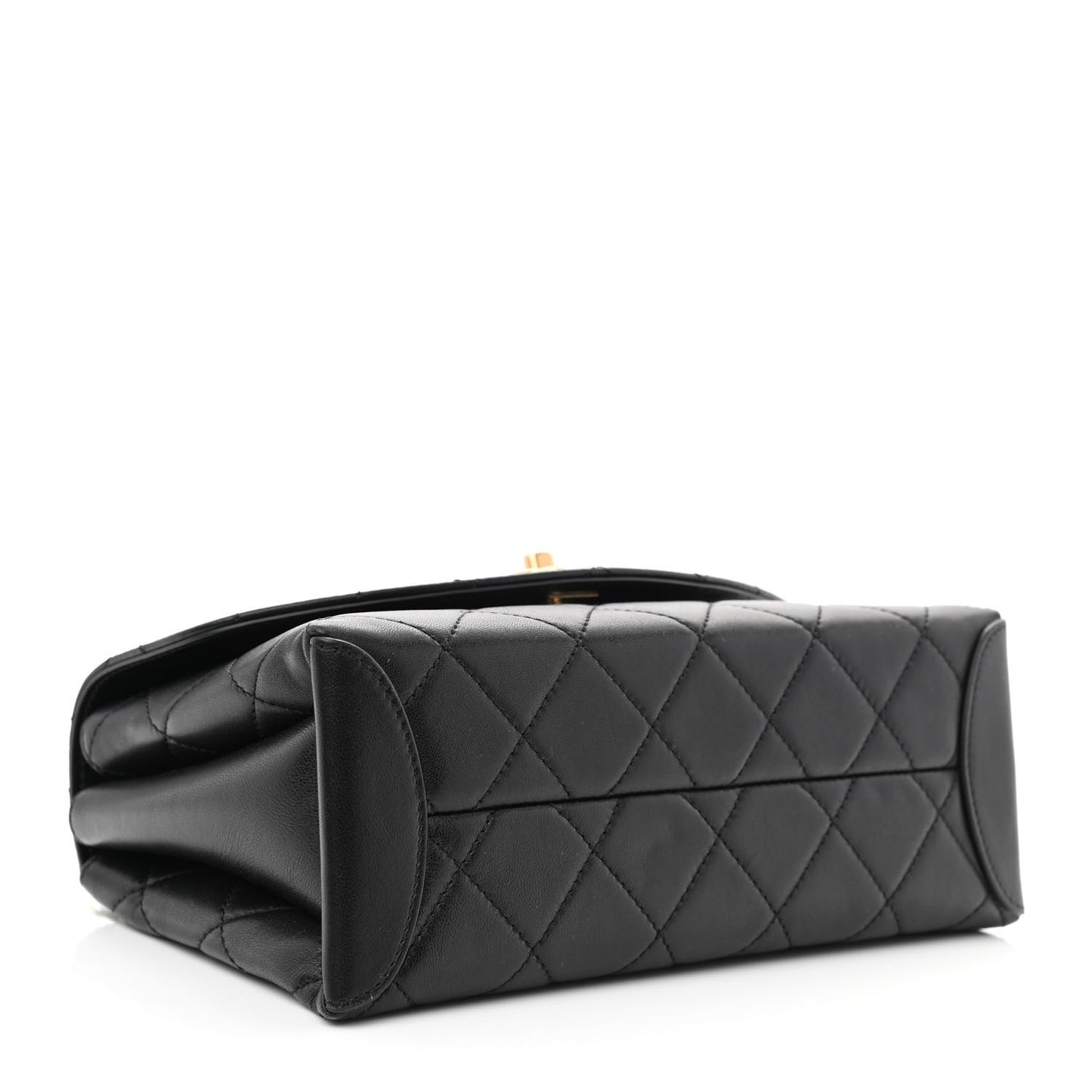 Lambskin Quilted Trendy Spirit Top Handle Flap Black