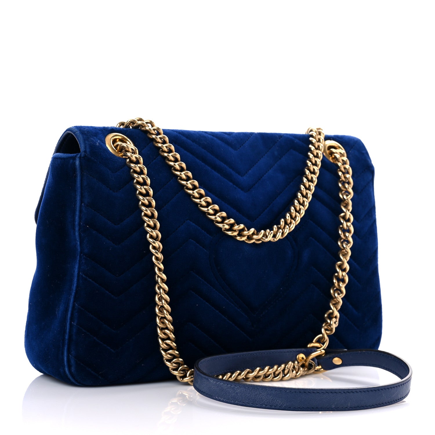 Gucci Velvet Matelasse Medium GG Marmont Shoulder Bag Cobalt Blue 3 of 26