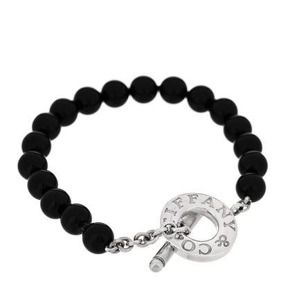 Tiffany Sterling Silver Black Onyx Bead Toggle Bracelet 2 of 4