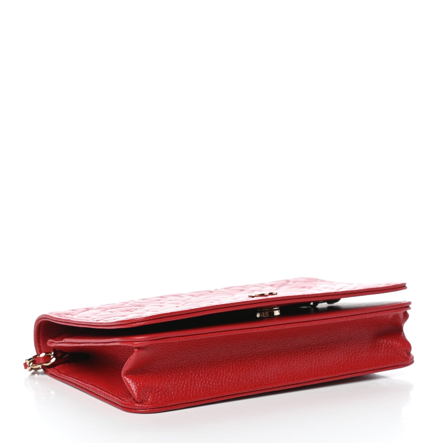 Chanel Caviar Camellia Embossed Wallet On Chain WOC Red 4 of 11