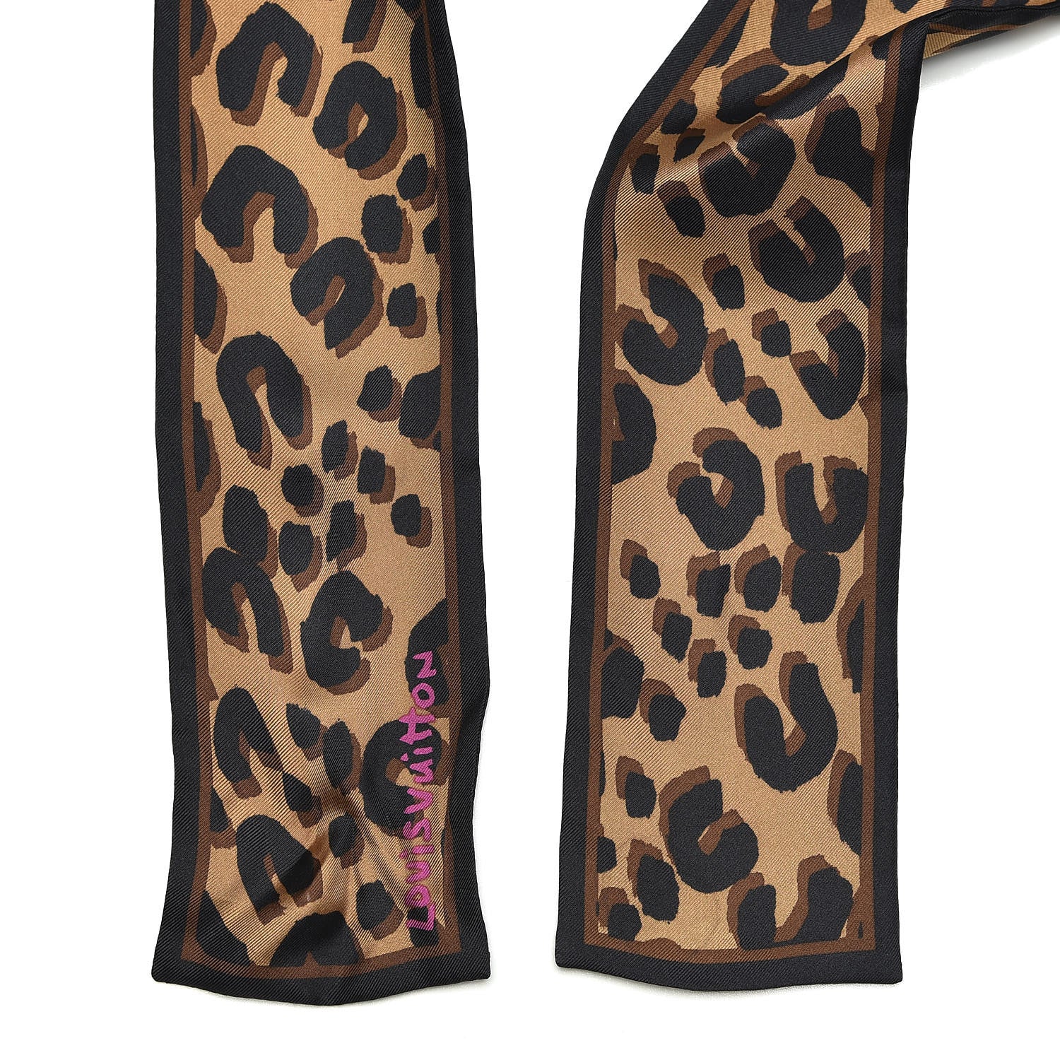 Louis Vuitton Silk Leopard Bandeau Scarf Marron 3 of 4