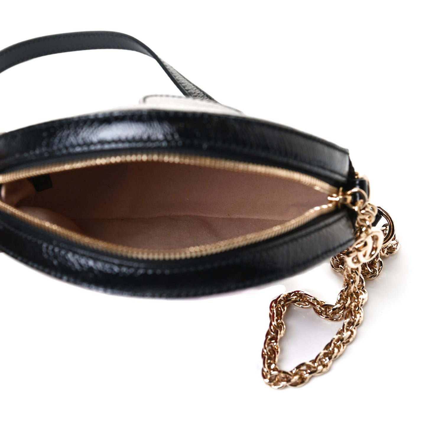Suede Patent Web Mini Ophidia Round Shoulder Bag Hibiscus Red Black