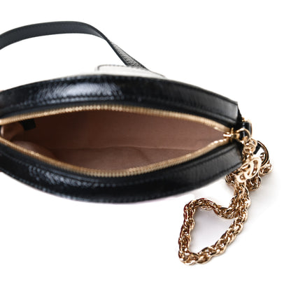 Gucci Suede Patent Web Mini Ophidia Round Shoulder Bag Hibiscus Red Black 4 of 12