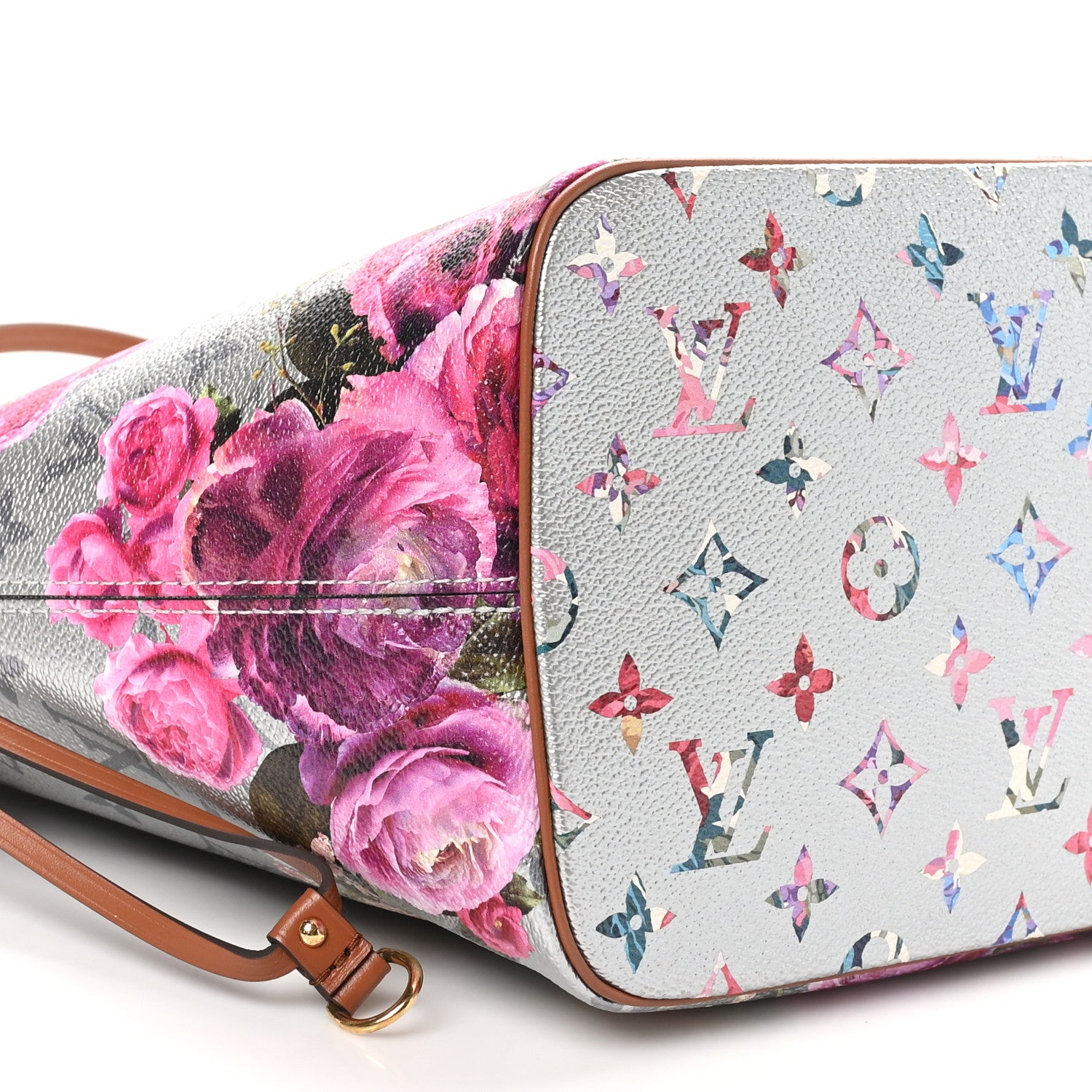 Louis Vuitton Metallic Monogram LV Garden Neverfull MM Silver 9 of 10