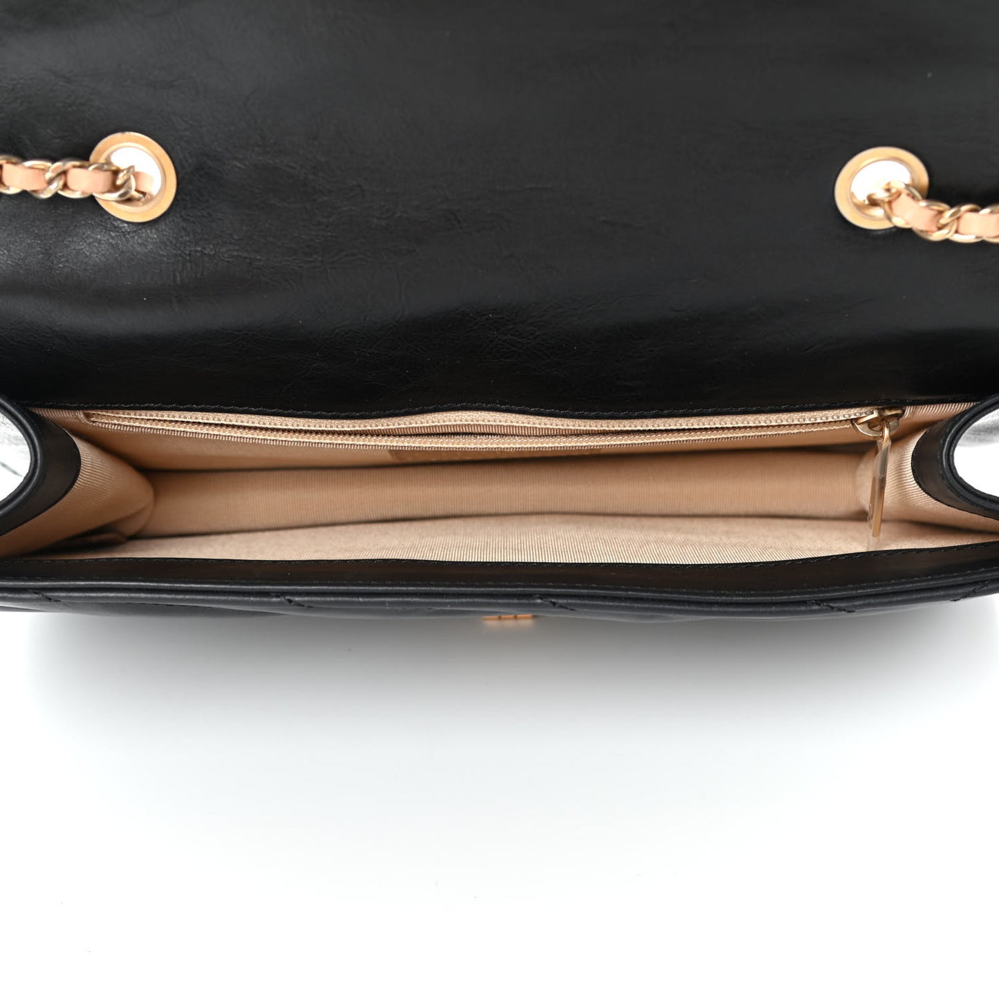 Calfskin Chevron Quilted Gabrielle Flap Black