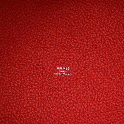 Hermes Taurillon Clemence Swift Picotin Lock 22 MM Rouge Tomate Rose Eglantine 5 of 7