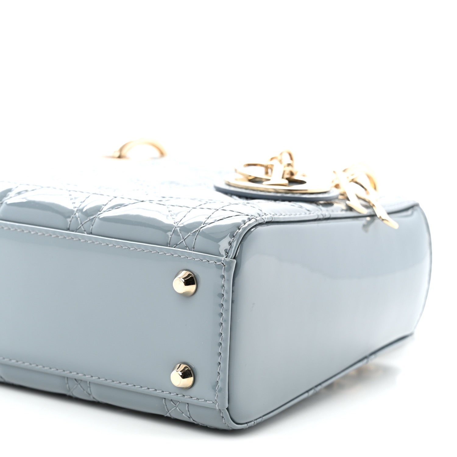 Christian Dior Patent Cannage Mini Lady Dior Light Blue 10 of 11