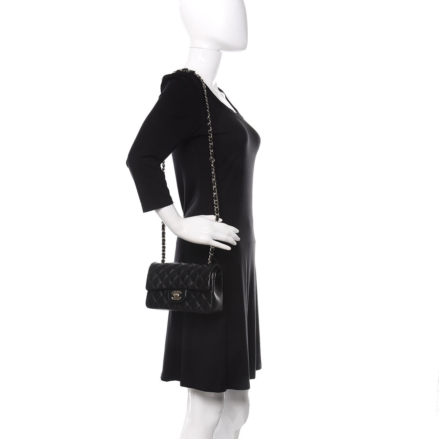 Lambskin Quilted Mini Rectangular Flap Black