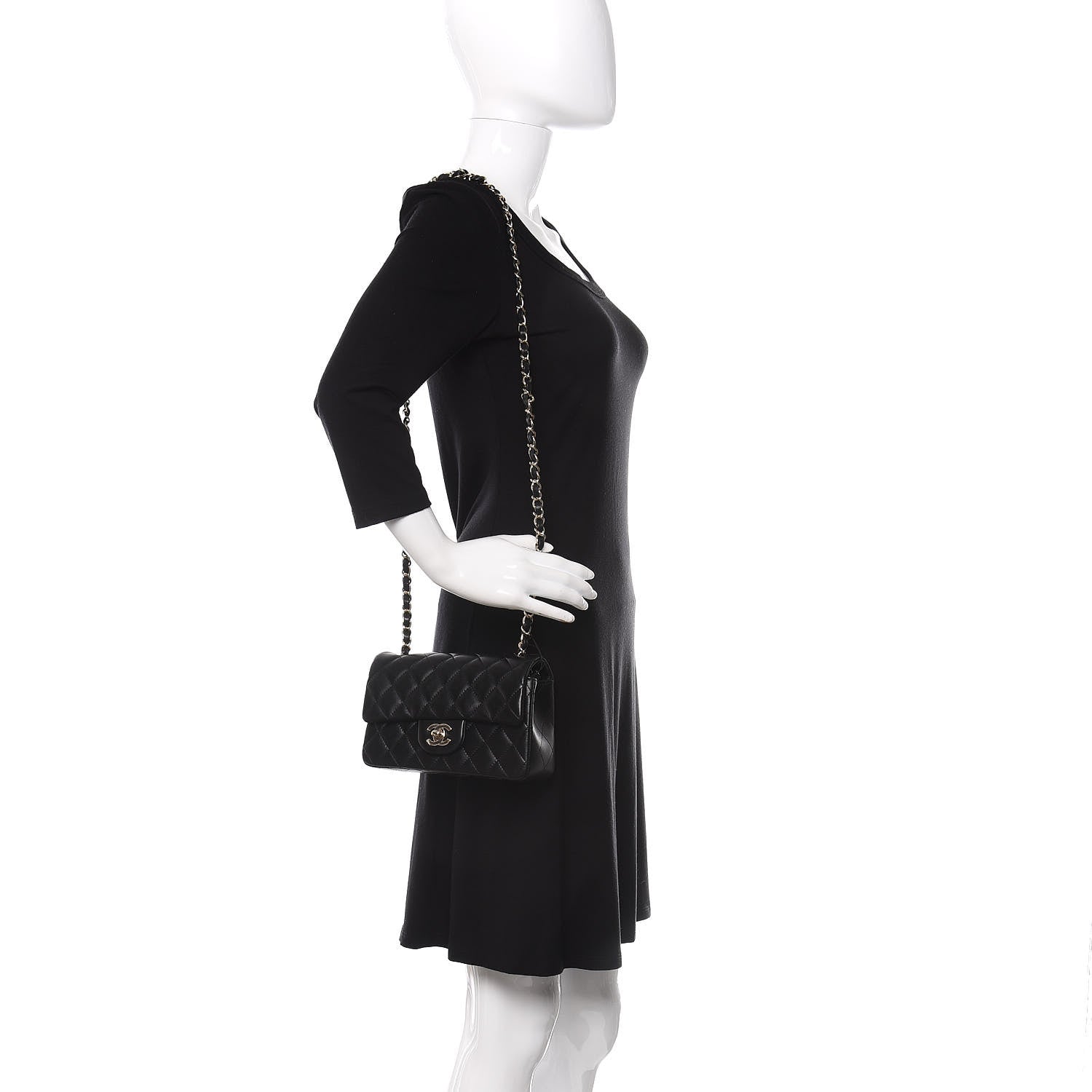 Chanel Lambskin Quilted Mini Rectangular Flap Black 2 of 10
