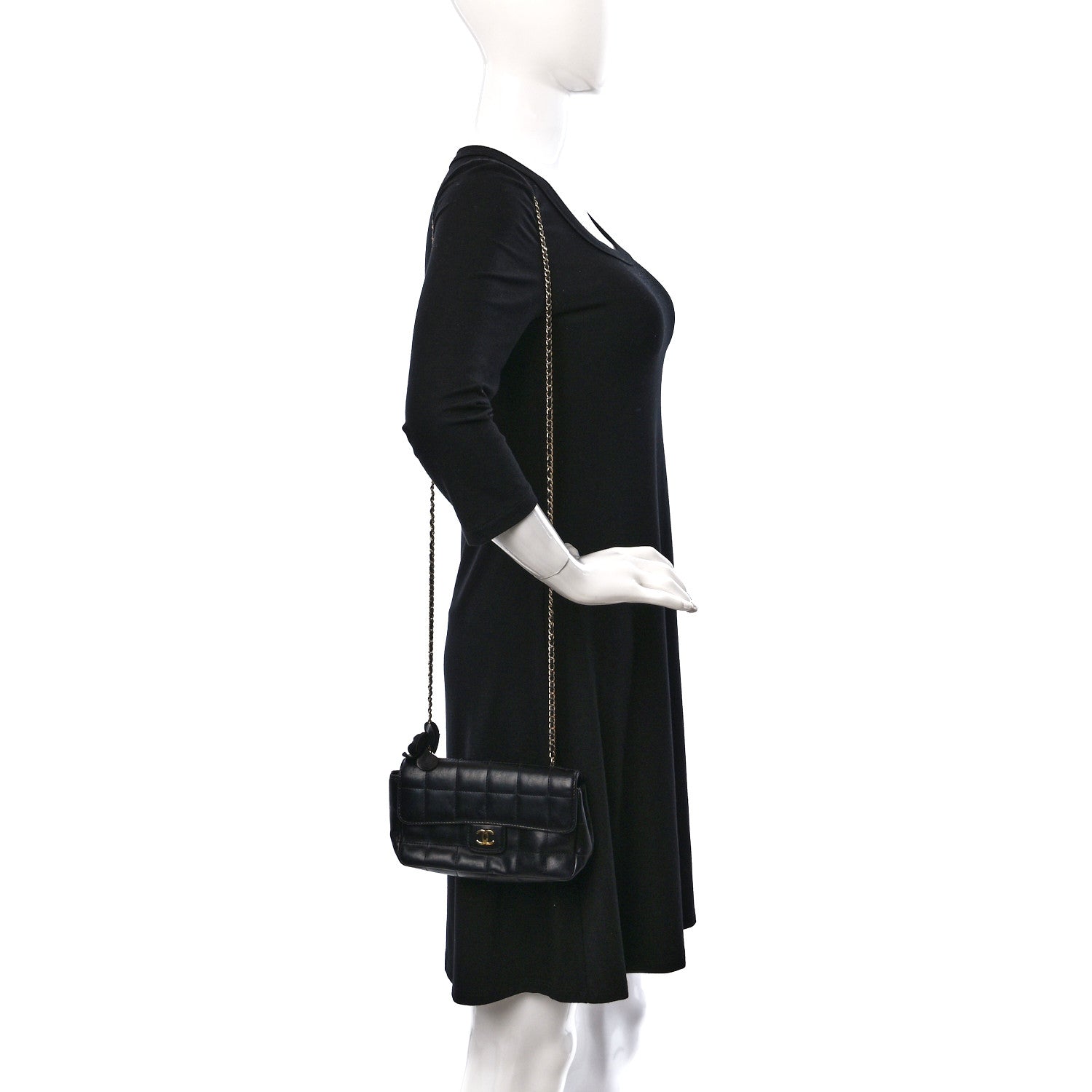 Chanel Lambskin Quilted Mini Chocolate Bar Camellia Flap Black 2 of 10