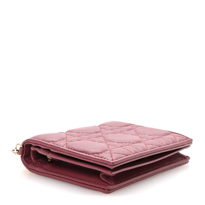 Christian Dior Lambskin Cannage Mini Lady Dior Wallet Burgundy 4 of 7