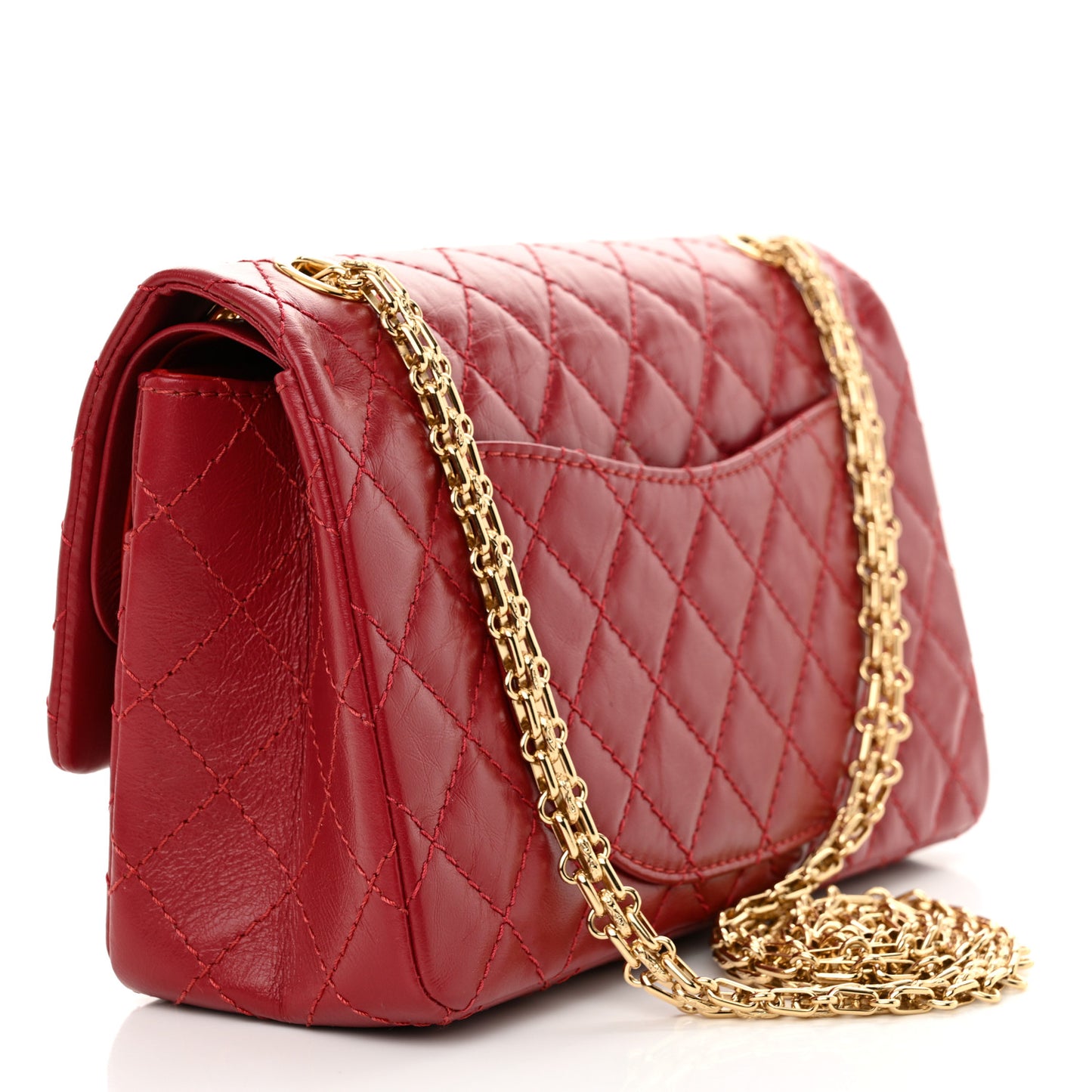 Aged Calfskin Quilted 2.55 Reissue 225 Flap Red