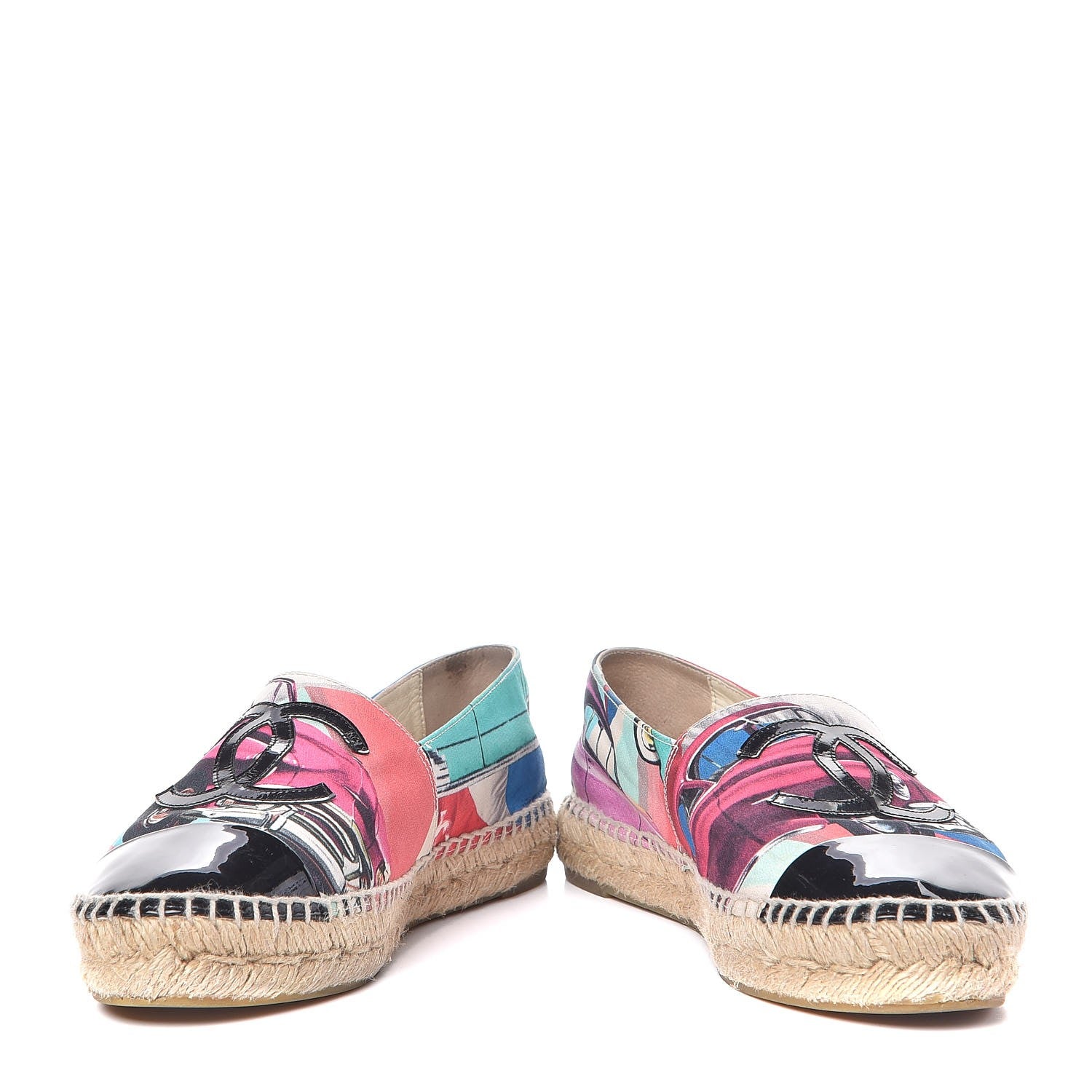 Chanel Crepe Patent CC Espadrilles 37 Multicolor Black 5 of 18