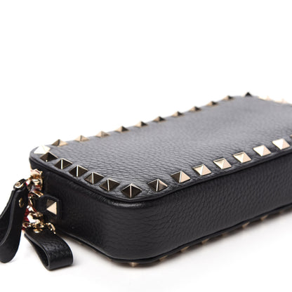 Valentino Garavani Pebbled Calfskin Rockstud Small Chain Shoulder Bag Black 9 of 12