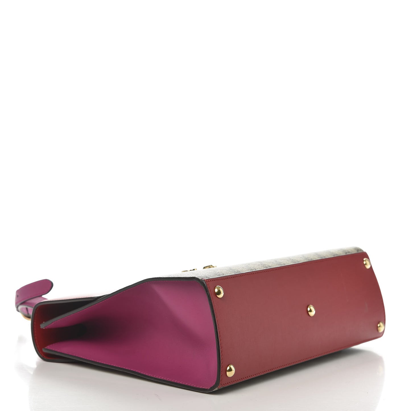 GG Supreme Monogram Calfskin Medium Padlock Top Handle Bag Beige Hibiscus Red New Rosette