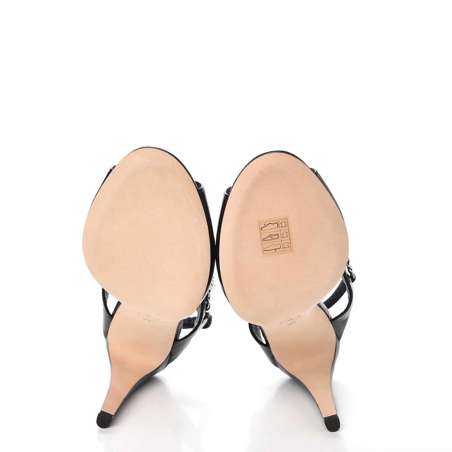 Lambskin CC Chain Sandals 39 Black