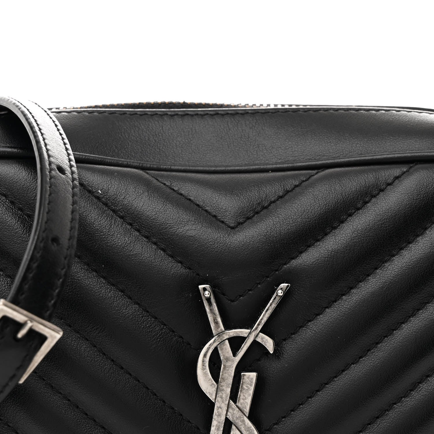 Saint Laurent Calfskin Matelasse Monogram Lou Camera Bag Black 8 of 11