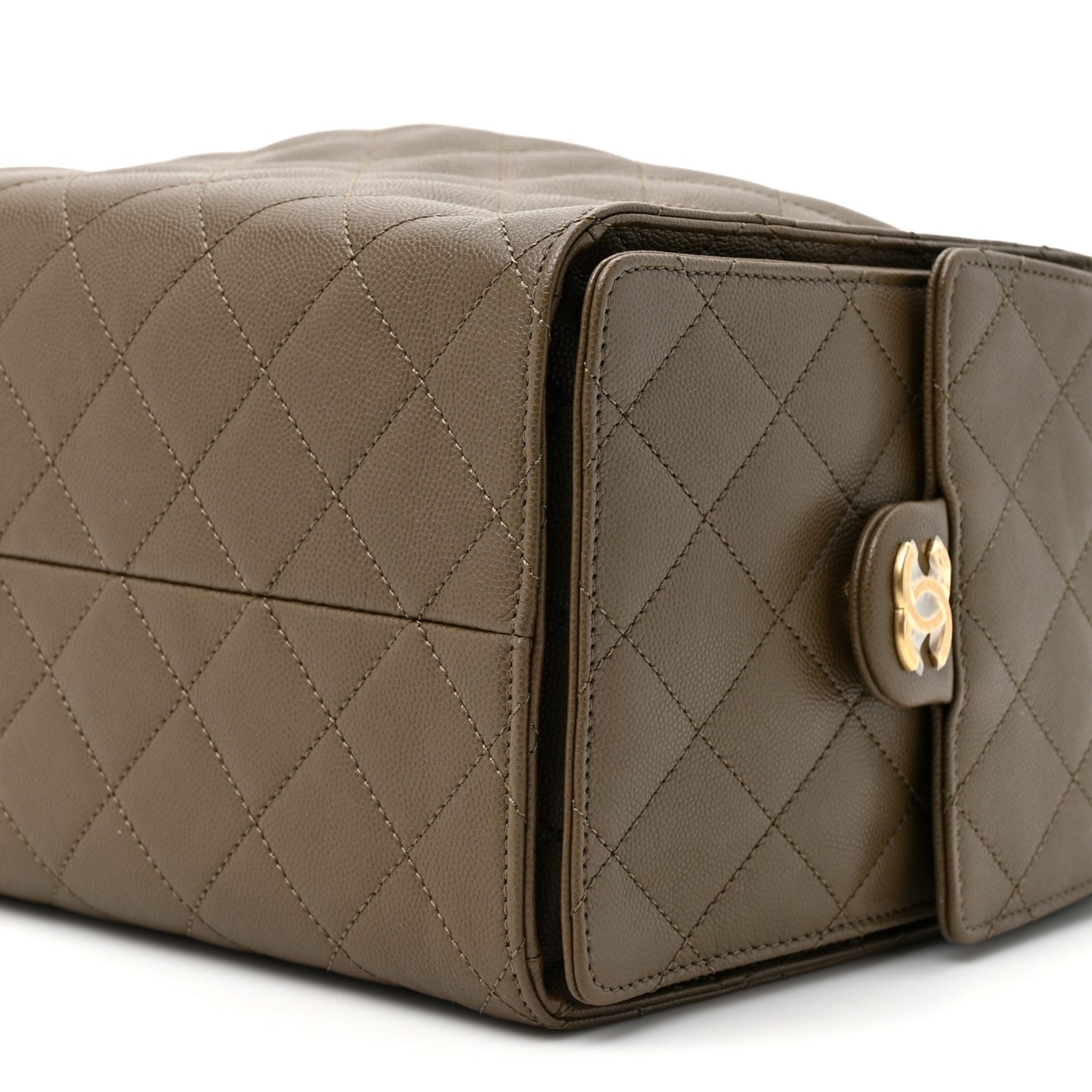 Caviar Quilted Medium Chanel 25 Handbag Dark Khaki
