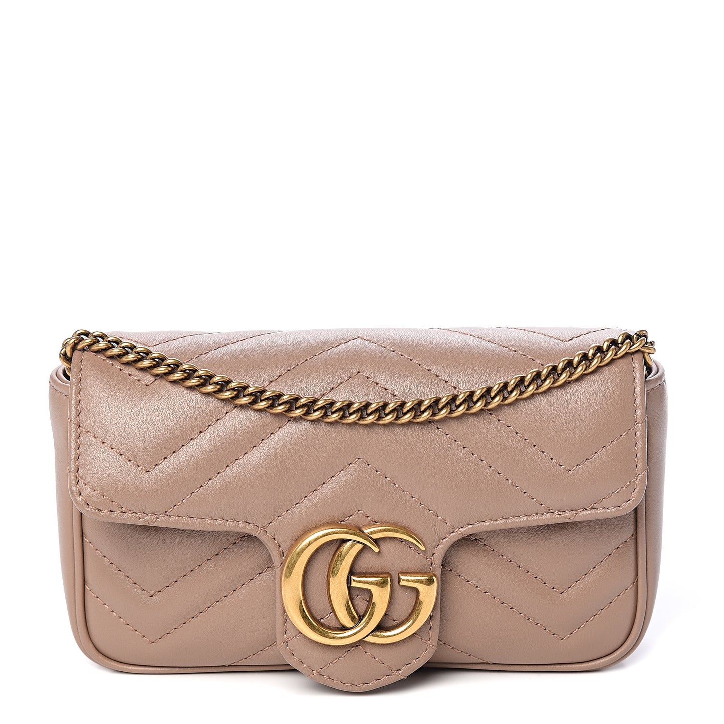 Calfskin Matelasse Super Mini GG Marmont Shoulder Bag Porcelain Rose