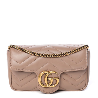 Gucci Calfskin Matelasse Super Mini GG Marmont Shoulder Bag Porcelain Rose 1 of 9