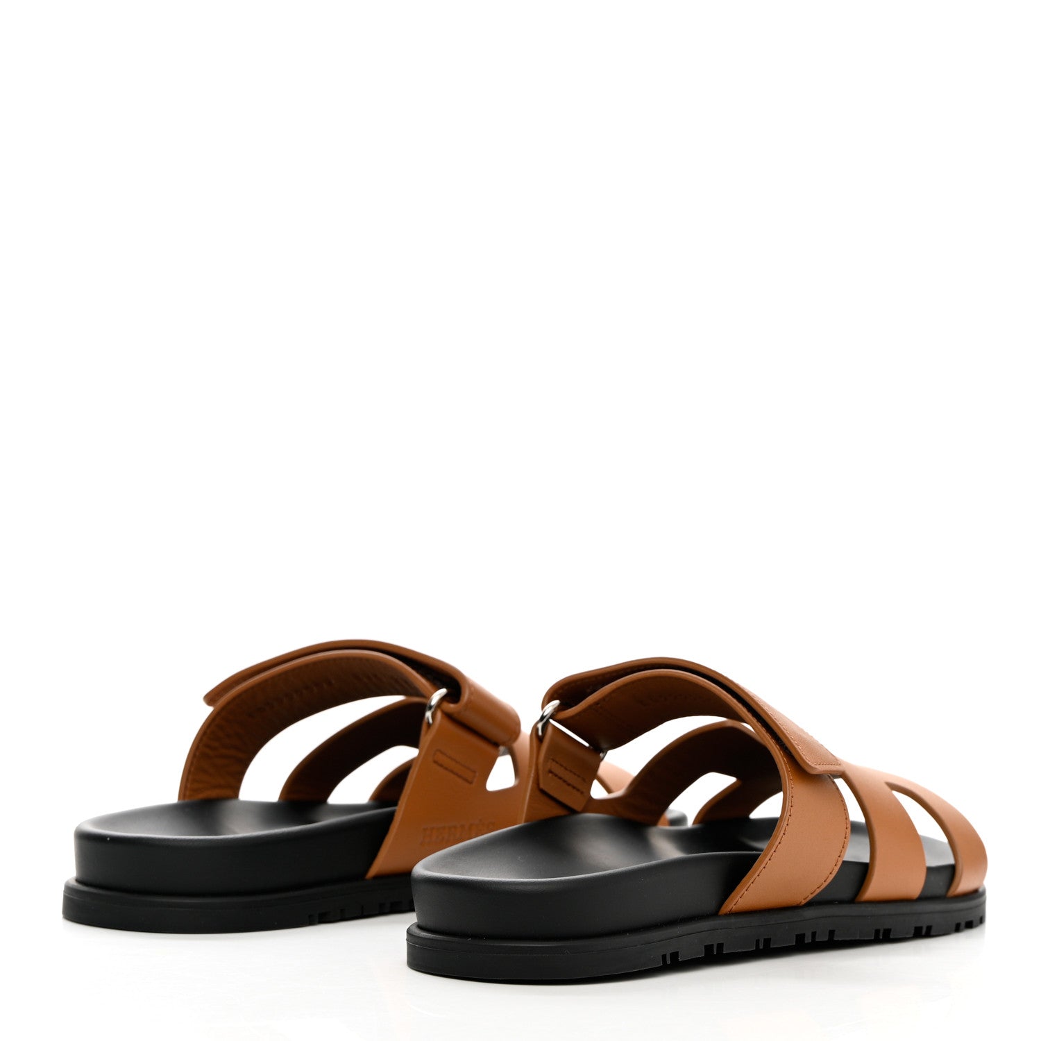 Hermes Calfskin Womens Chypre Sandals 37.5 Gold 4 of 9