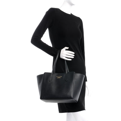 Gucci Pebbled Calfskin Small Swing Tote Black 2 of 6