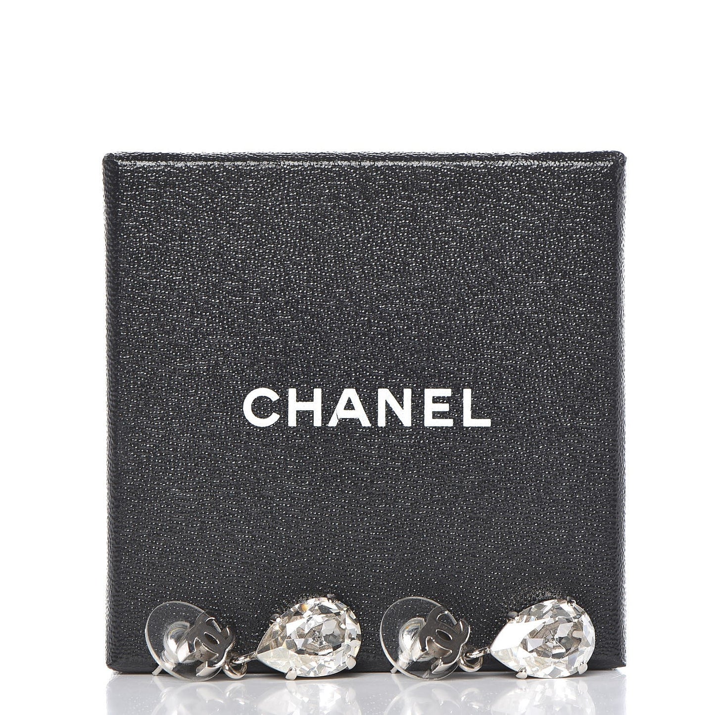 CC Crystal Teardrop Dangle Earrings Silver