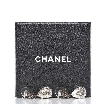 Chanel CC Crystal Teardrop Dangle Earrings Silver 4 of 4