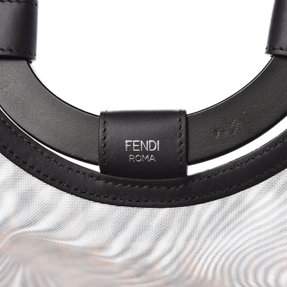 Fendi Mesh Vitello Century Cuoio FF 1974 Large Runaway Shopper Tote Marrone Black Ebano 6 of 8