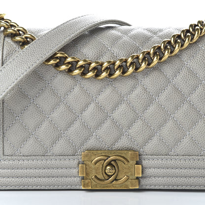 Chanel Caviar Quilted Medium Boy Flap Light Grey 10 of 11