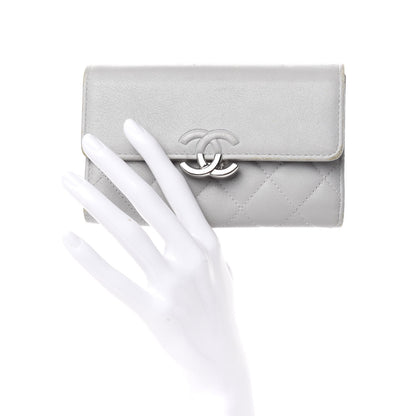 Chanel Lambskin Quilted CC Box Flap Wallet Grey 2 of 11
