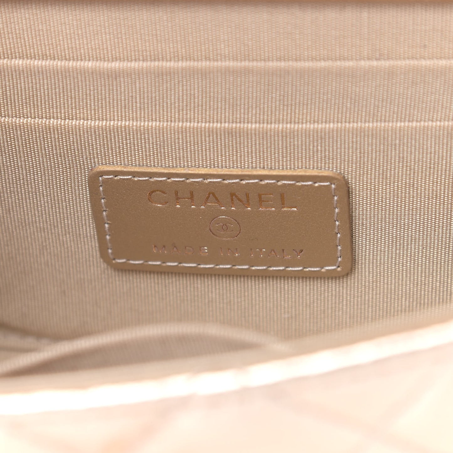 Metallic Lambskin Quilted Mini Trendy CC Clutch With Chain Gold