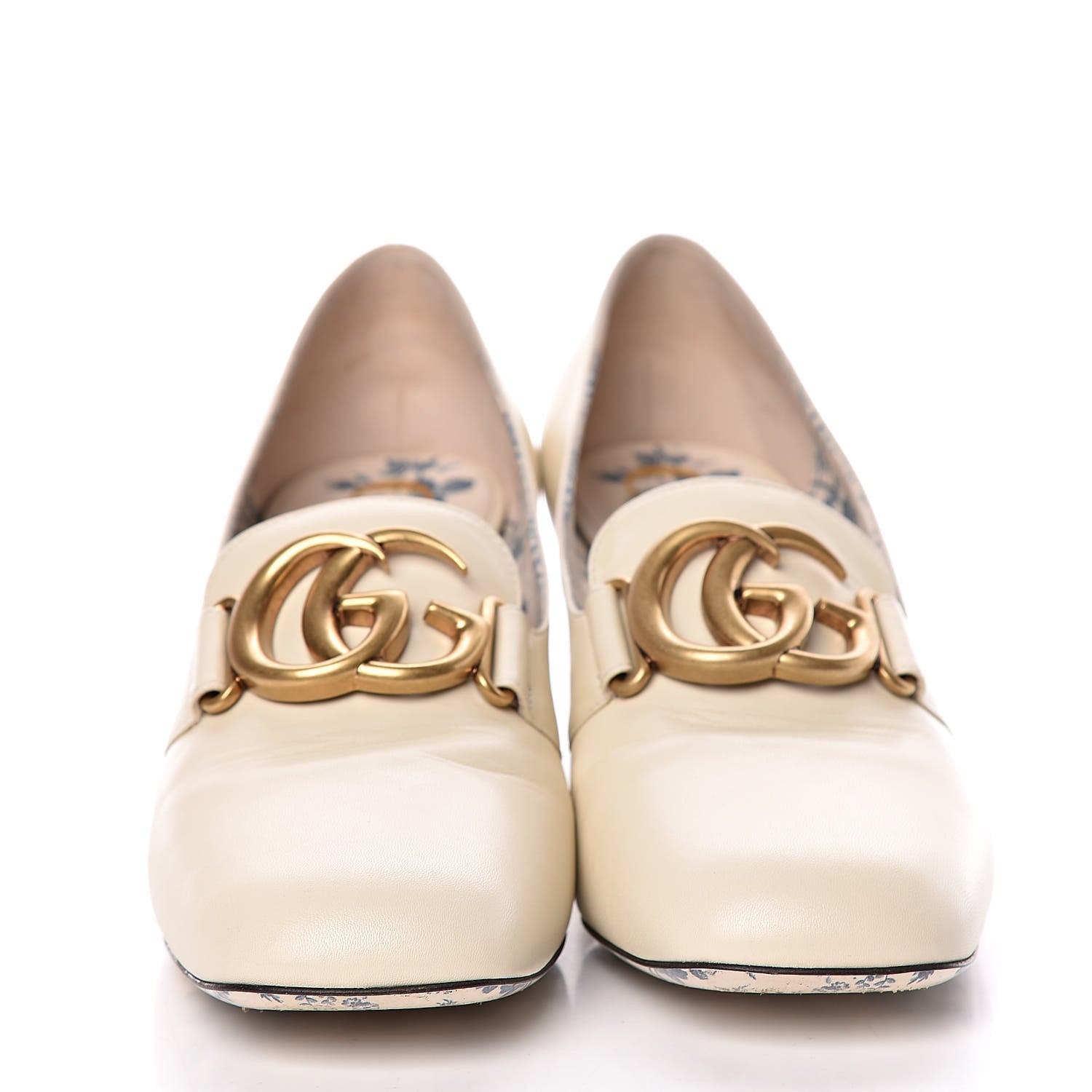Gucci Malaga Kid GG Victoire 55mm Loafer Pumps 41 Vintage White 2 of 17