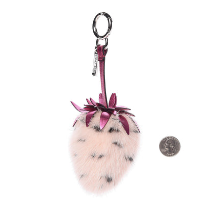 Fendi Mink Fur Vitello Catalan Mirror Strawberry Bag Charm Seashell Orchidea 2 of 4