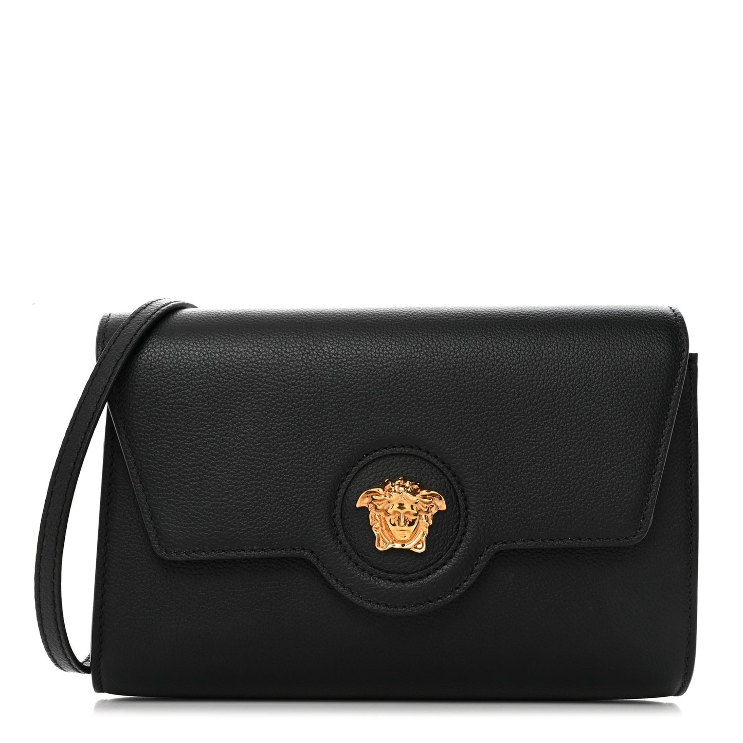 Grained Calfskin La Medusa Crossbody Bag Black