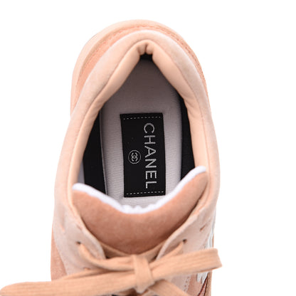 Chanel Nylon Lambskin Suede Calfskin CC Sneakers 39 Pink 6 of 9