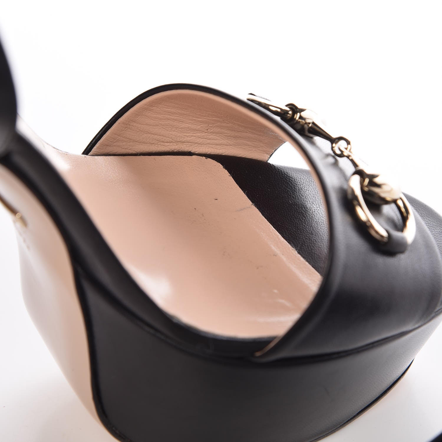 Gucci Malaga Kid Horsebit Platform Sandals 38.5 Black 16 of 20