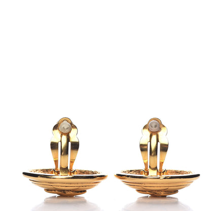 Chanel Metal Quilted CC Round Clip On Earrings Gold 3 of 5