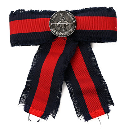 Gucci Grosgrain Web Crystal Bow Brooch Blue Red 3 of 4