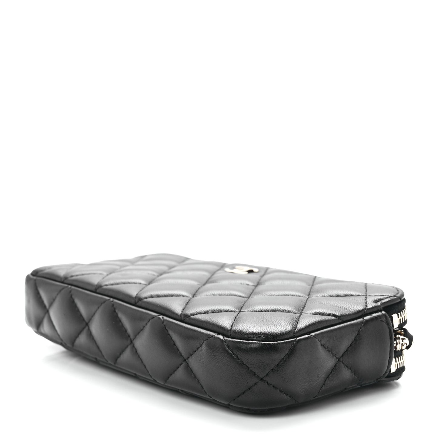 Lambskin Quilted Small Clutch With Chain Black