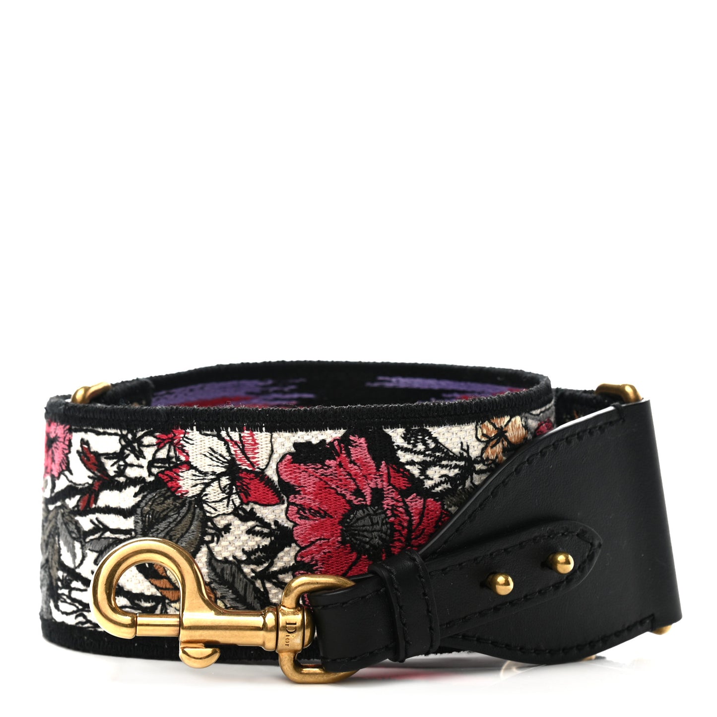 Lambskin Canvas Embroidered Floral Shoulder Strap Multicolor