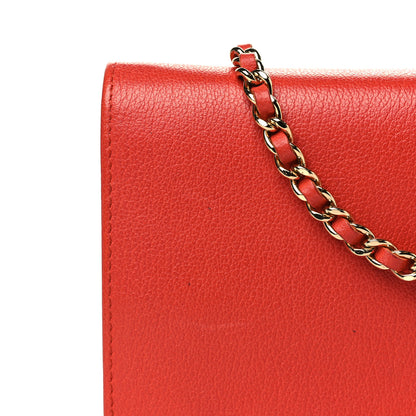 Chanel Goatskin Camellia CC Wallet On Chain WOC Orange 13 of 13